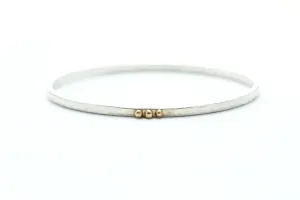 Thin Hammered Bracelet with 5 gold balls