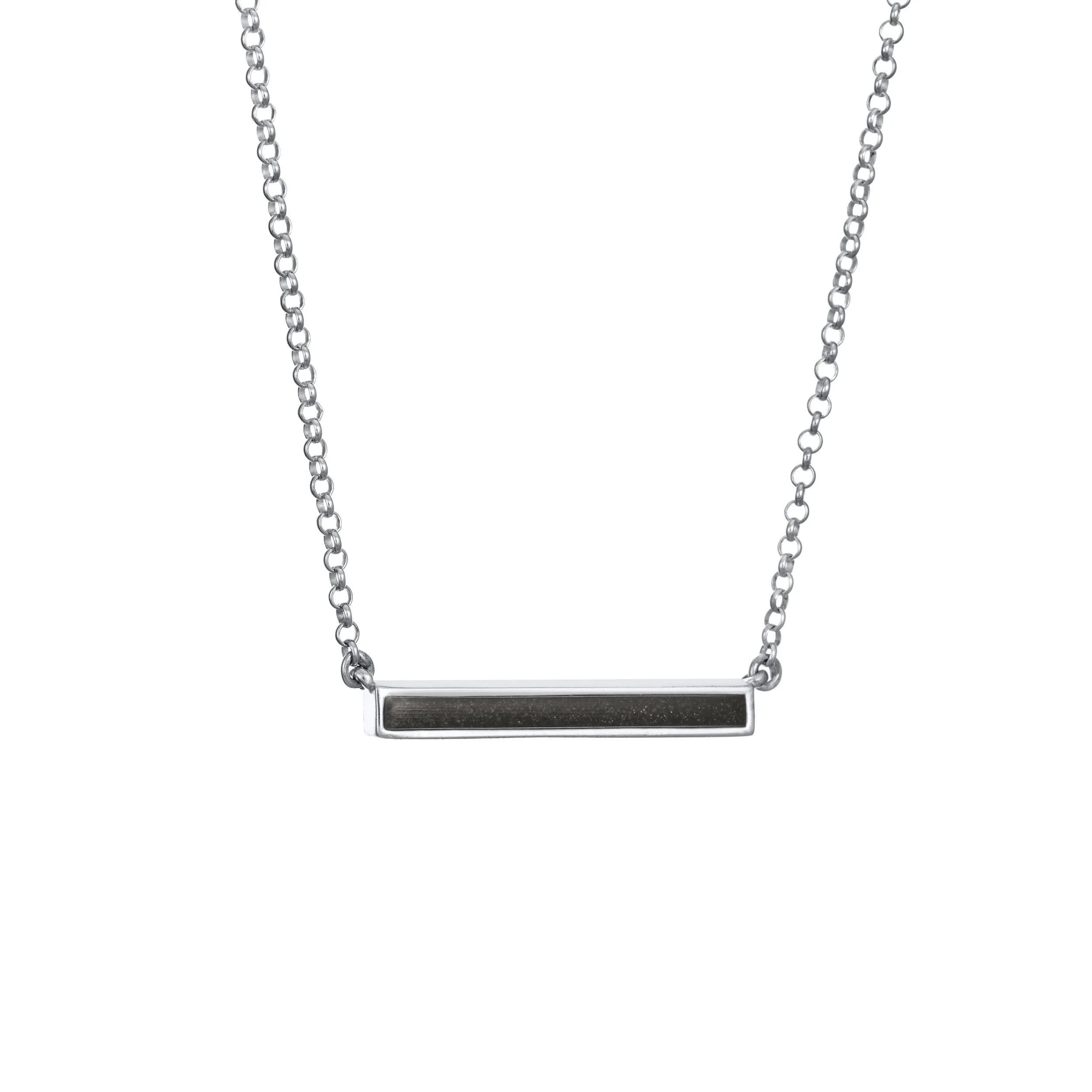 Thin Lateral Bar Cremation Necklace in 14K White Gold