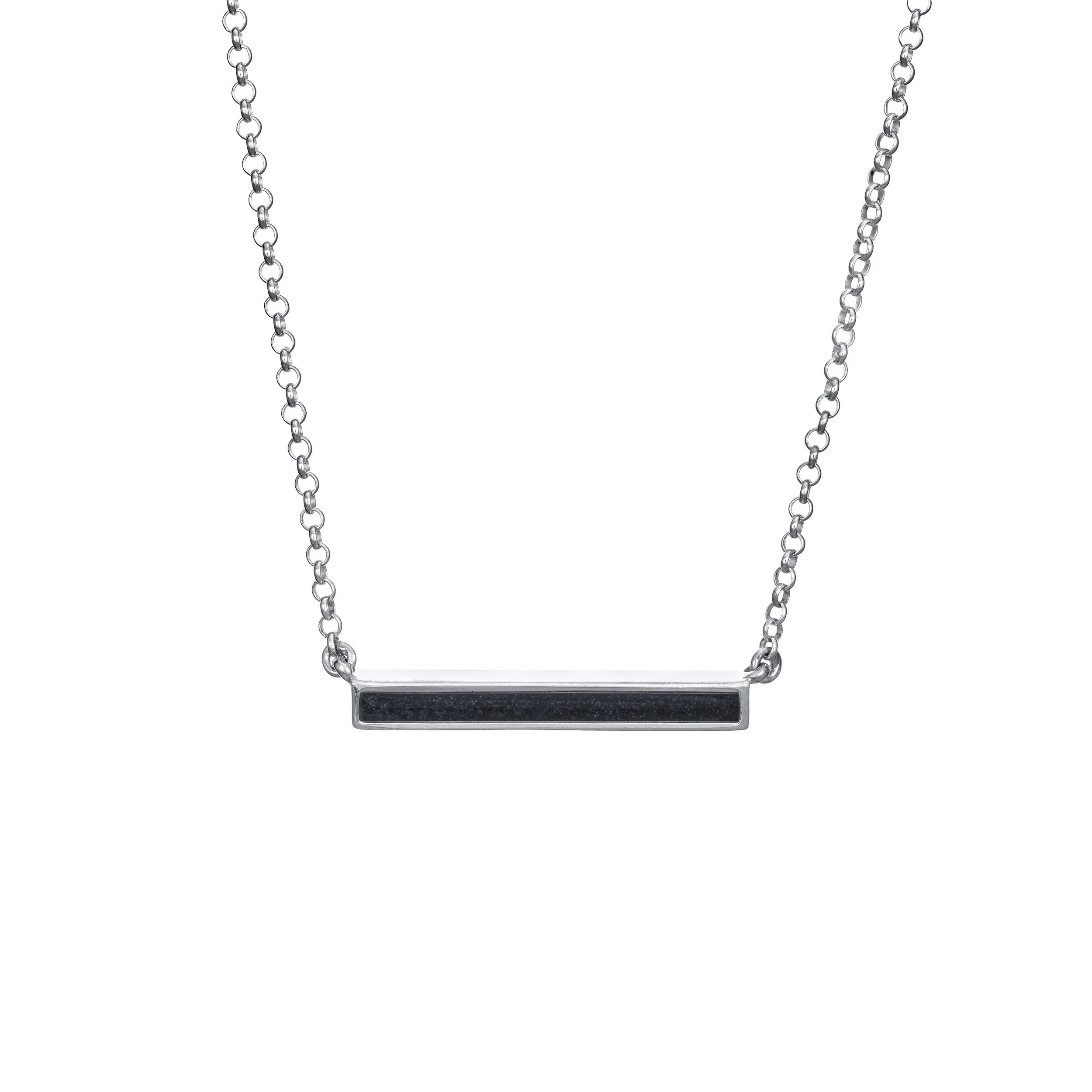 Thin Lateral Bar Cremation Necklace in 14K White Gold