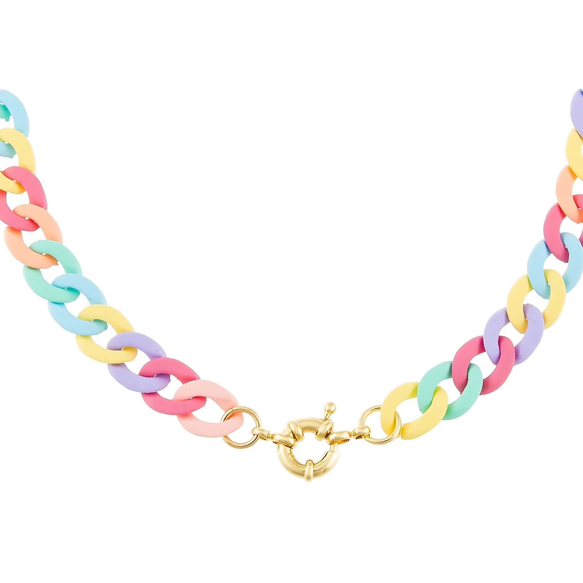 Thin Pastel Colored Chain Link Toggle Necklace