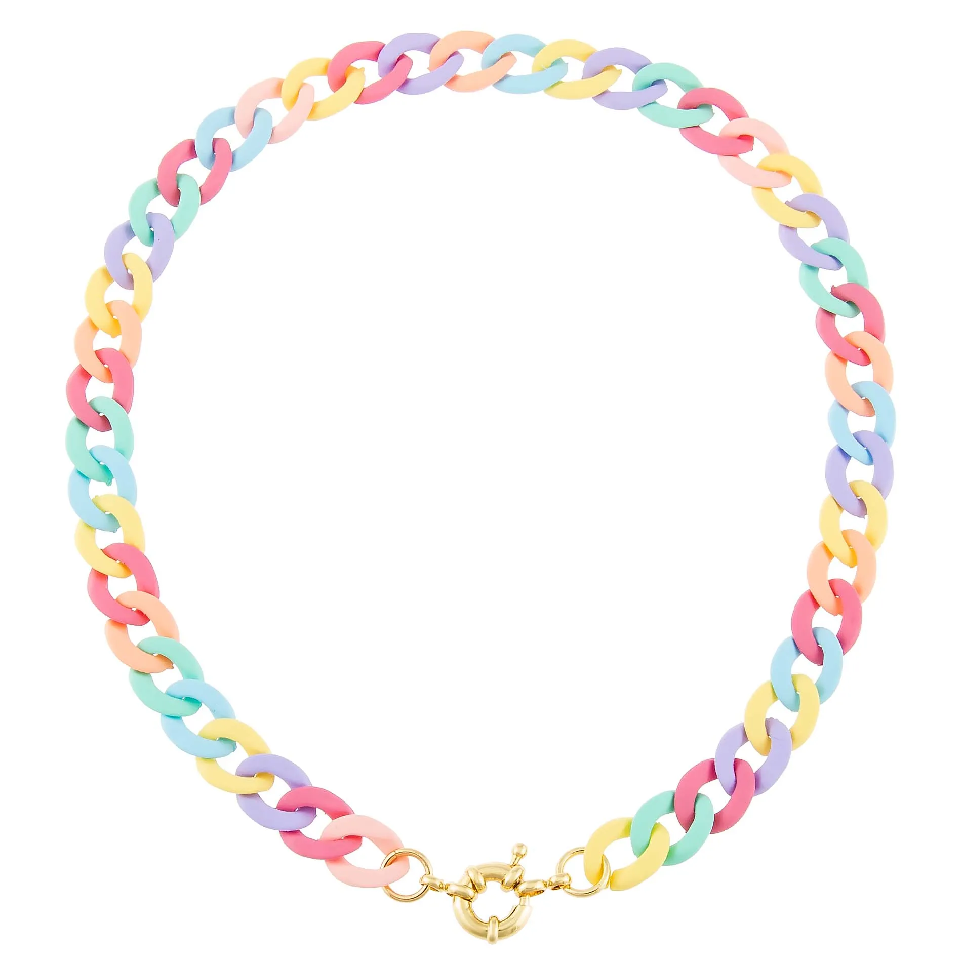 Thin Pastel Colored Chain Link Toggle Necklace