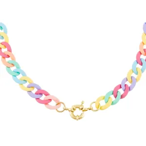 Thin Pastel Colored Chain Link Toggle Necklace