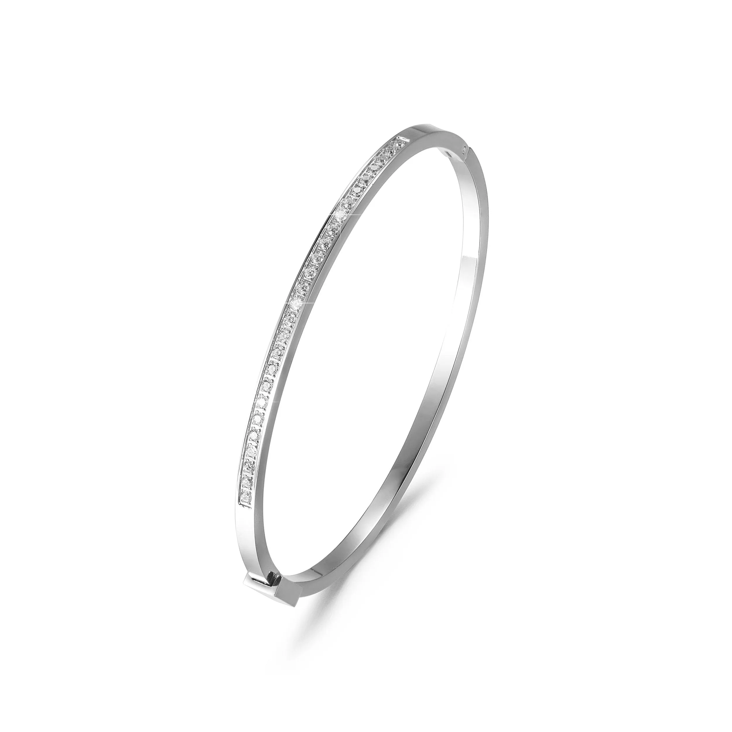 Thin Stackable Bangles - Gold, Rose Gold, Silver CZ Pave Bracelets for Women