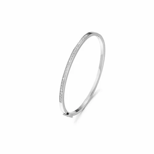 Thin Stackable Bangles - Gold, Rose Gold, Silver CZ Pave Bracelets for Women