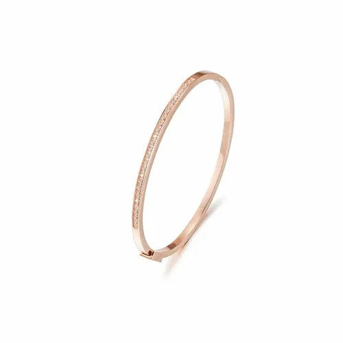 Thin Stackable Bangles - Gold, Rose Gold, Silver CZ Pave Bracelets for Women