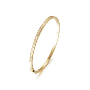 Thin Stackable Bangles - Gold, Rose Gold, Silver CZ Pave Bracelets for Women