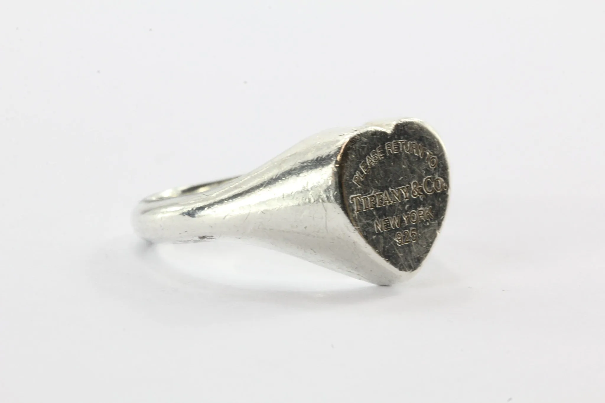 Tiffany & Co Sterling Silver Return to Tiffany Signet Heart Ring Size 5.75