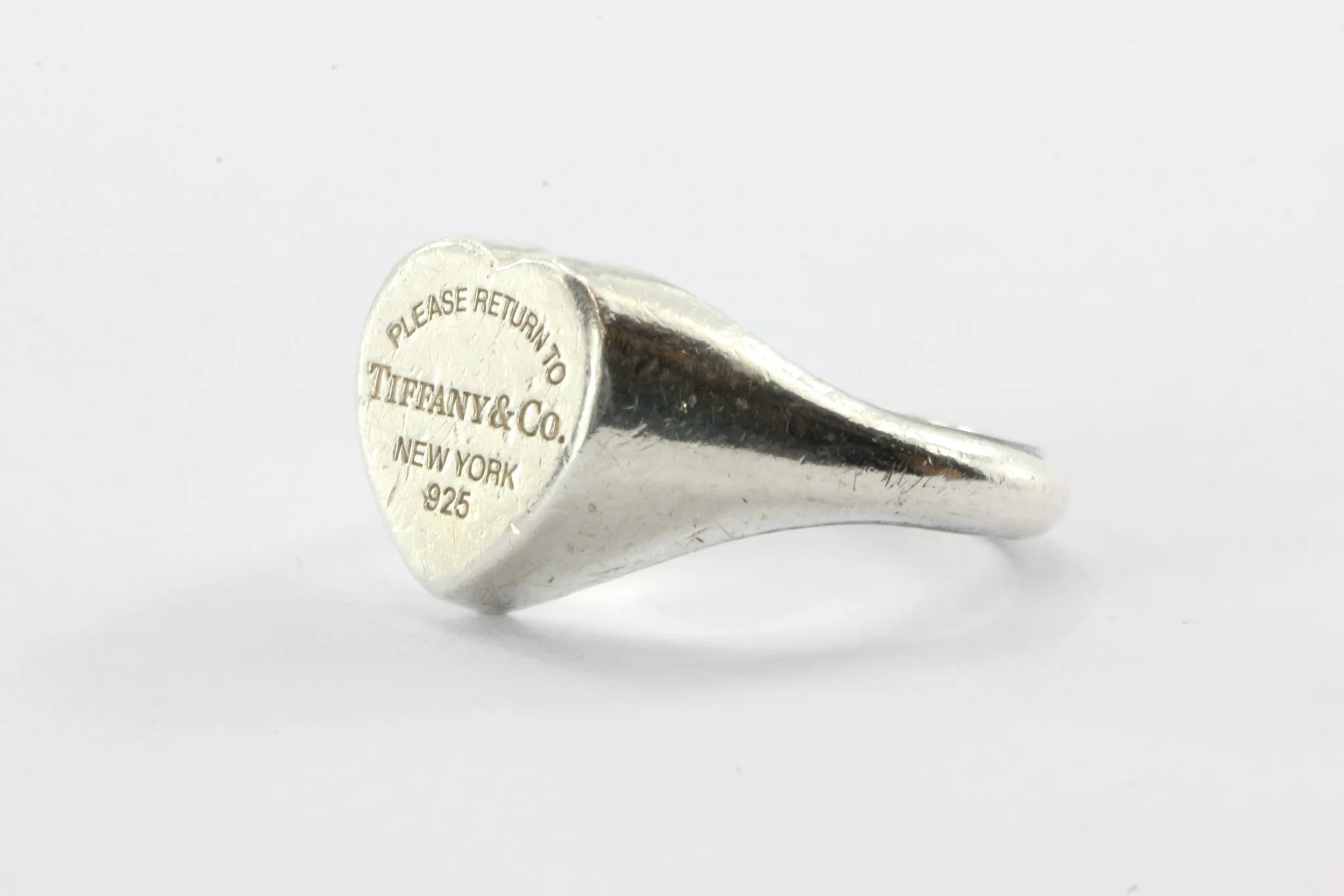 Tiffany & Co Sterling Silver Return to Tiffany Signet Heart Ring Size 5.75