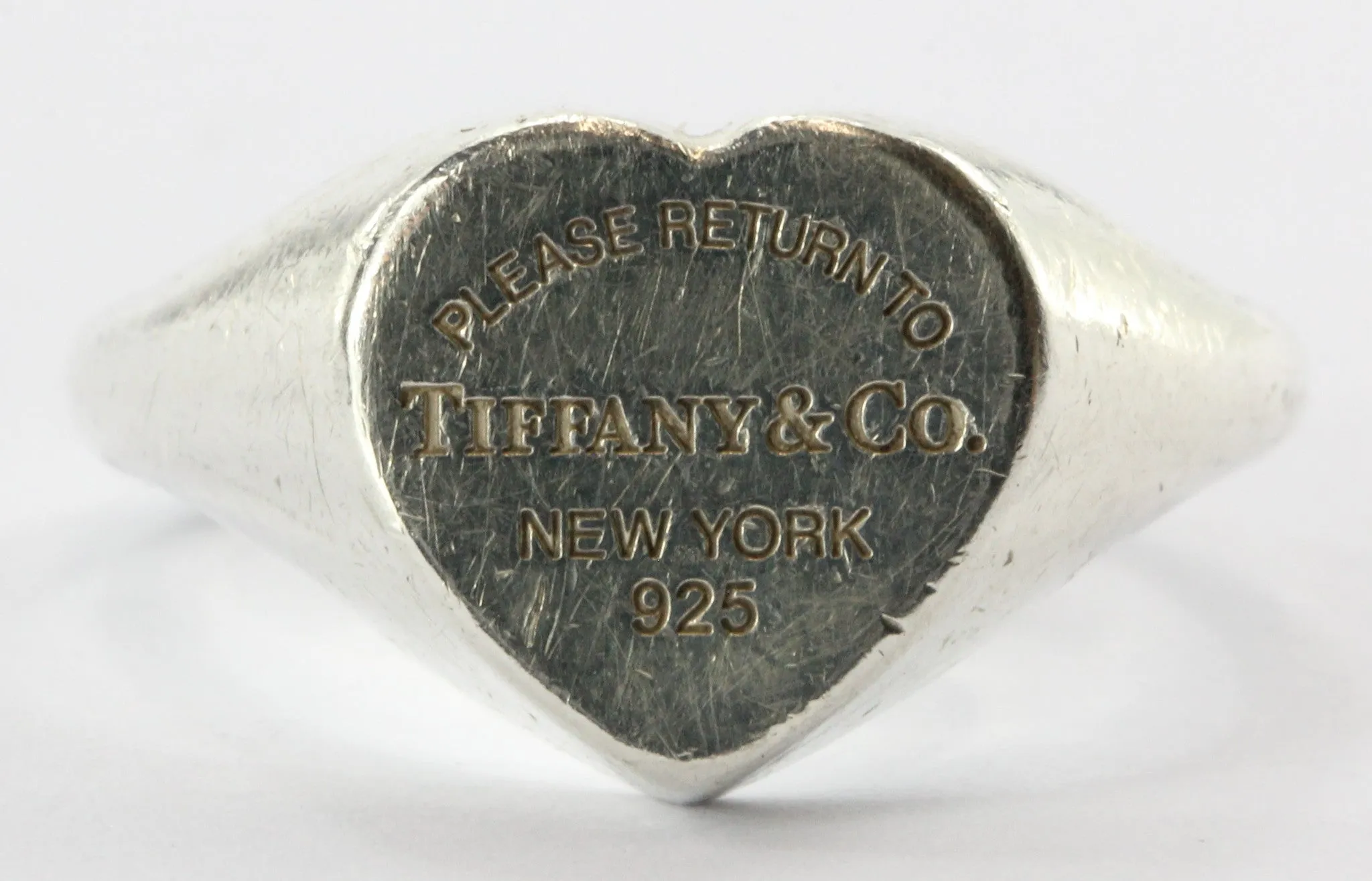 Tiffany & Co Sterling Silver Return to Tiffany Signet Heart Ring Size 5.75