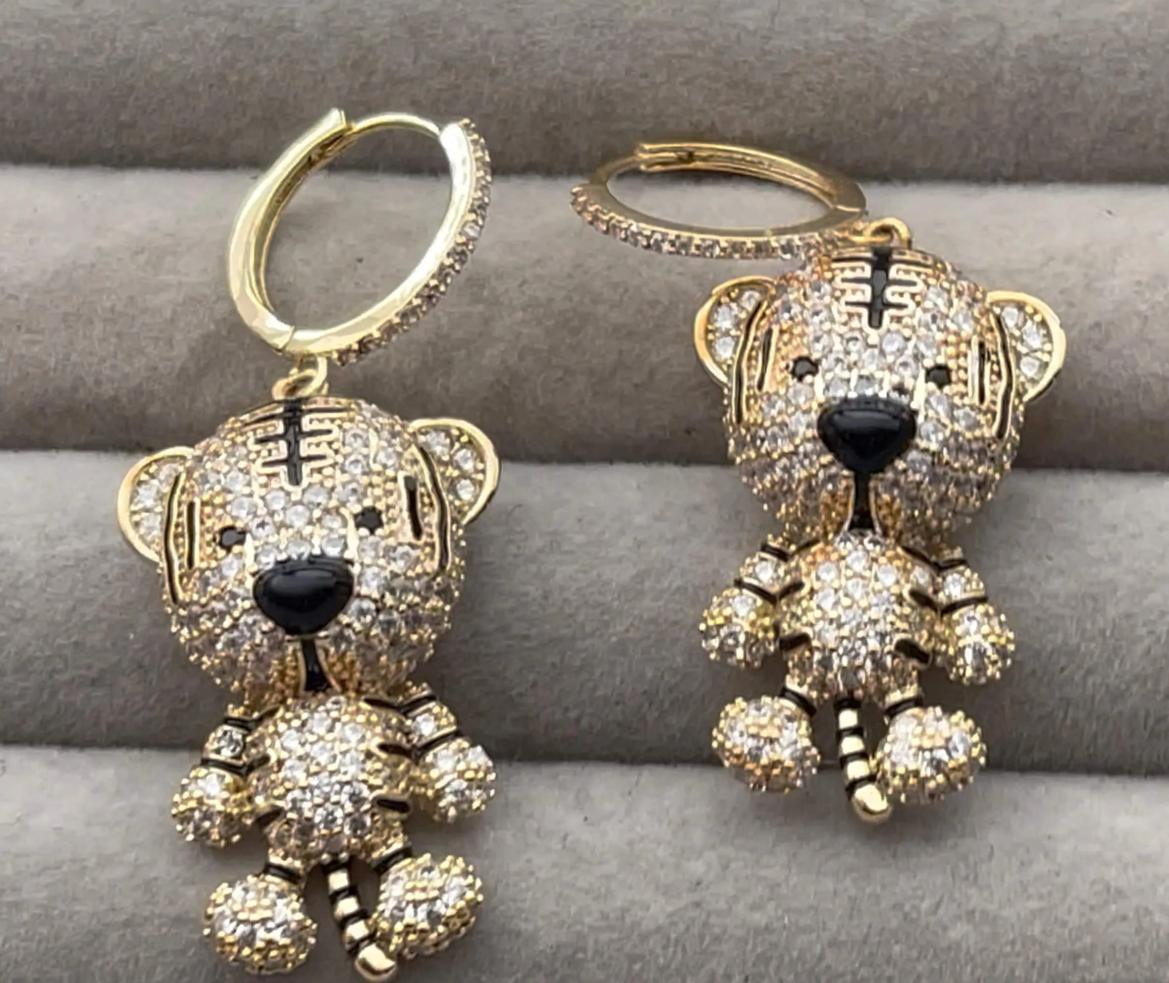 Tiger Earrings | Diamond Earrings | Diamond Tiger Earrings | Womens Earrings | Hoop Earrings | Womens Diamond Earrings | Charm Earrings