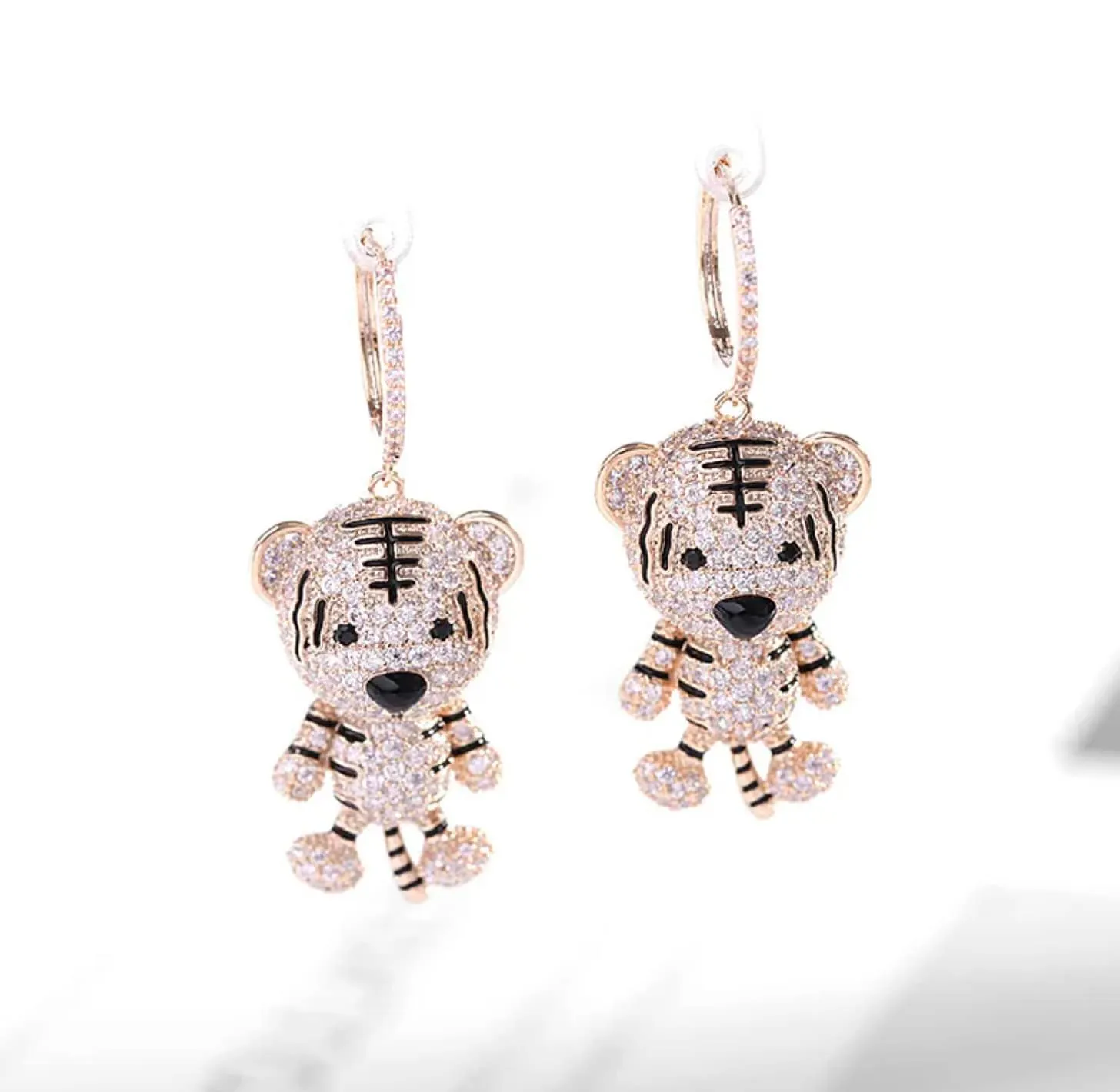 Tiger Earrings | Diamond Earrings | Diamond Tiger Earrings | Womens Earrings | Hoop Earrings | Womens Diamond Earrings | Charm Earrings