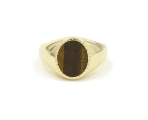 Tiger's Eye Textured Signet Ring