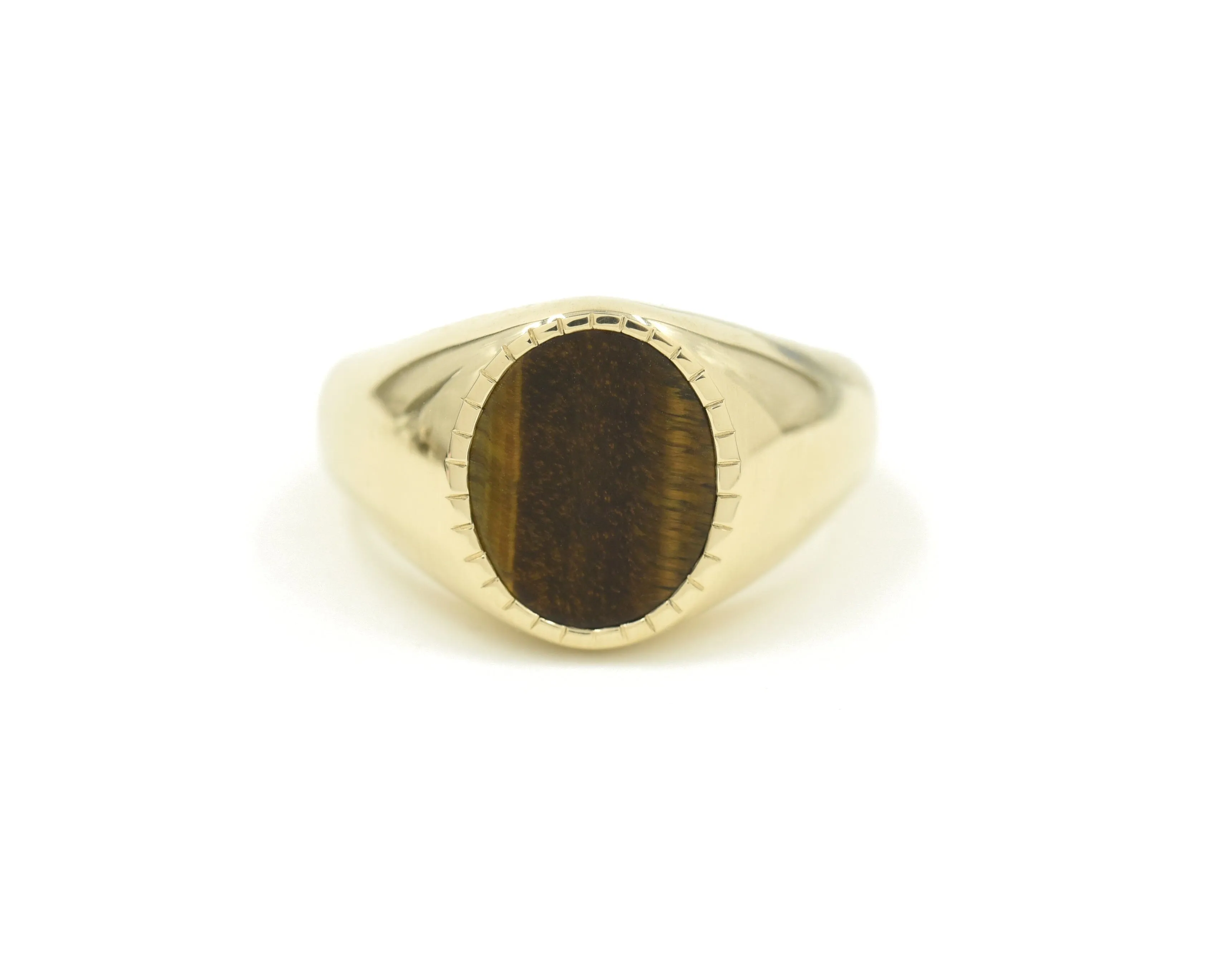 Tiger's Eye Textured Signet Ring