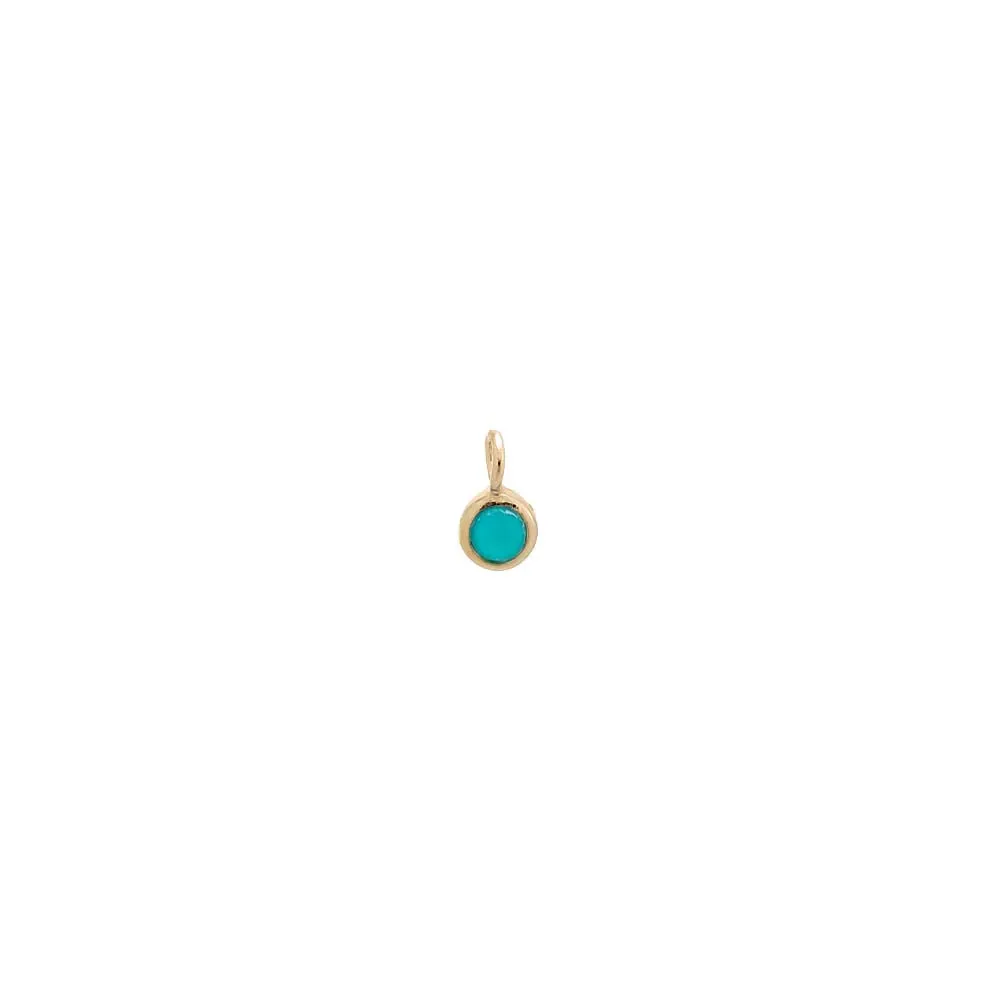 Tiny Colored Solitaire Bezel Charm 14K