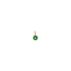 Tiny Colored Solitaire Bezel Charm 14K
