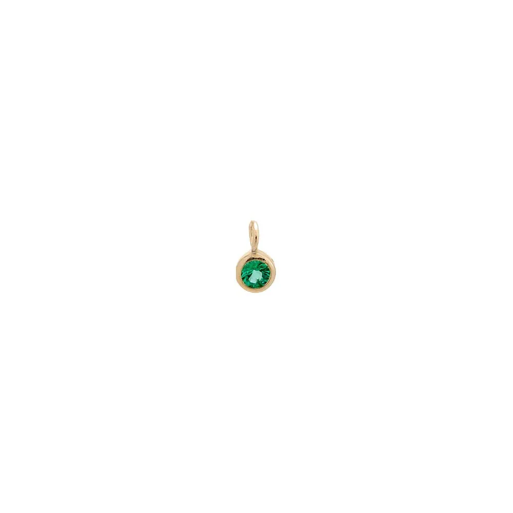 Tiny Colored Solitaire Bezel Charm 14K