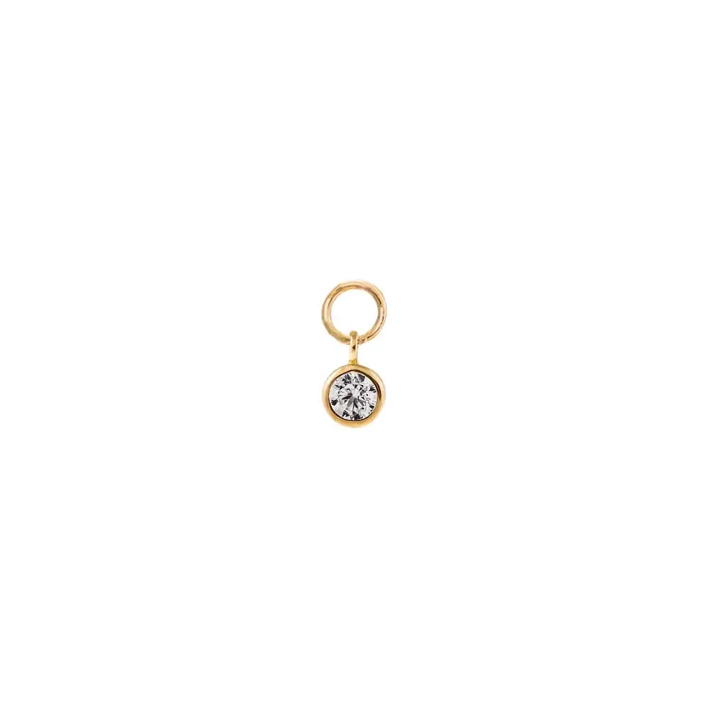 Tiny CZ Bezel Charm 14K