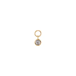 Tiny CZ Bezel Charm 14K