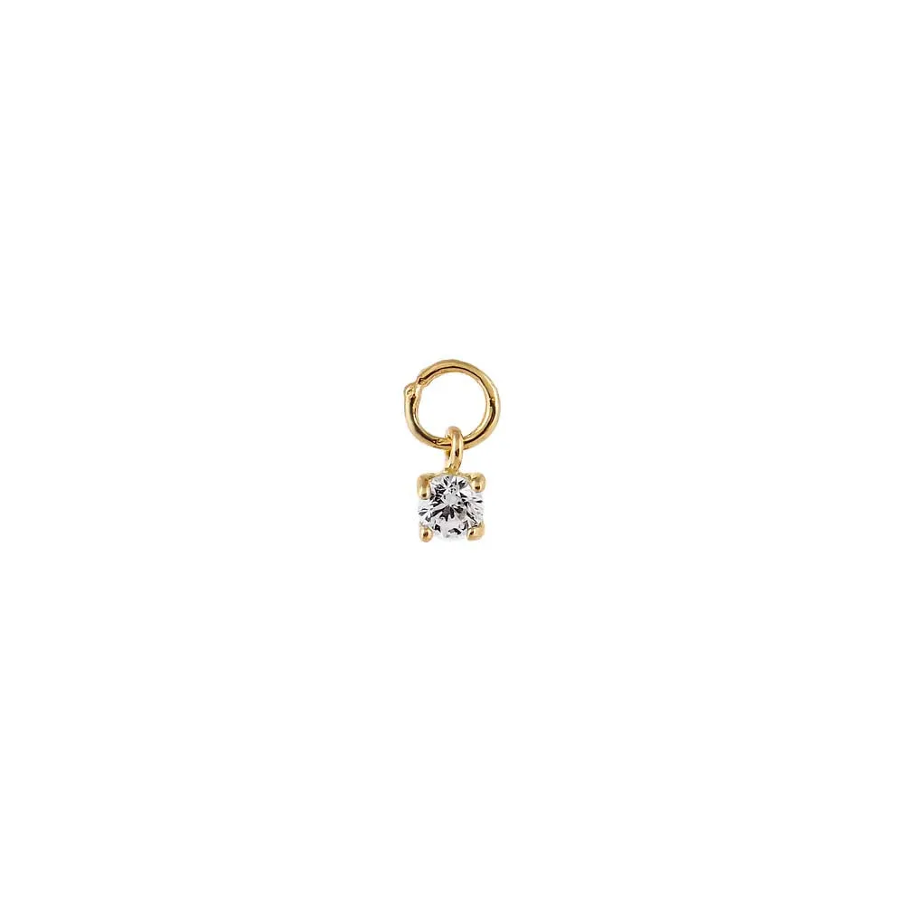 Tiny CZ Four Prong Charm 14K