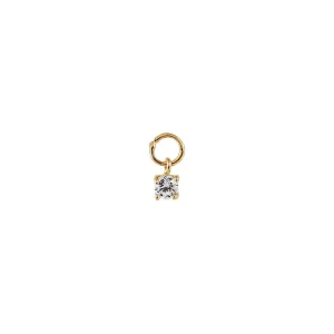 Tiny CZ Four Prong Charm 14K