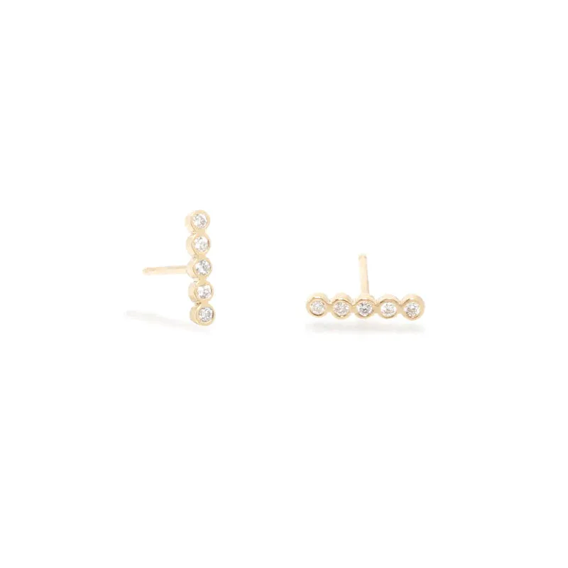 Tiny Diamond Bezel Bar Stud Earrings