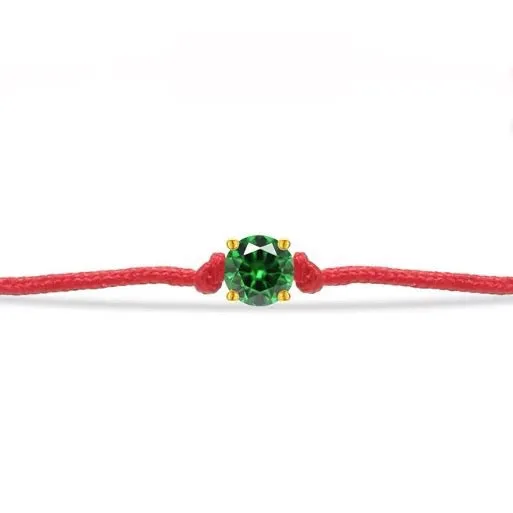 Tiny Green Crystal Thin Red String Protection Bracelet