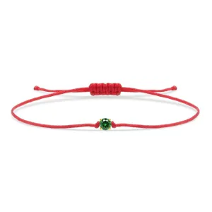 Tiny Green Crystal Thin Red String Protection Bracelet