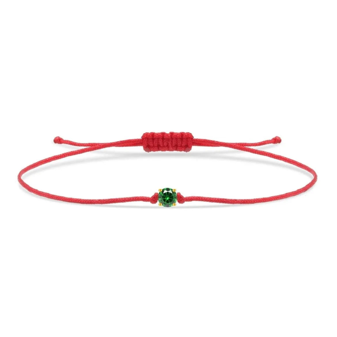 Tiny Green Crystal Thin Red String Protection Bracelet