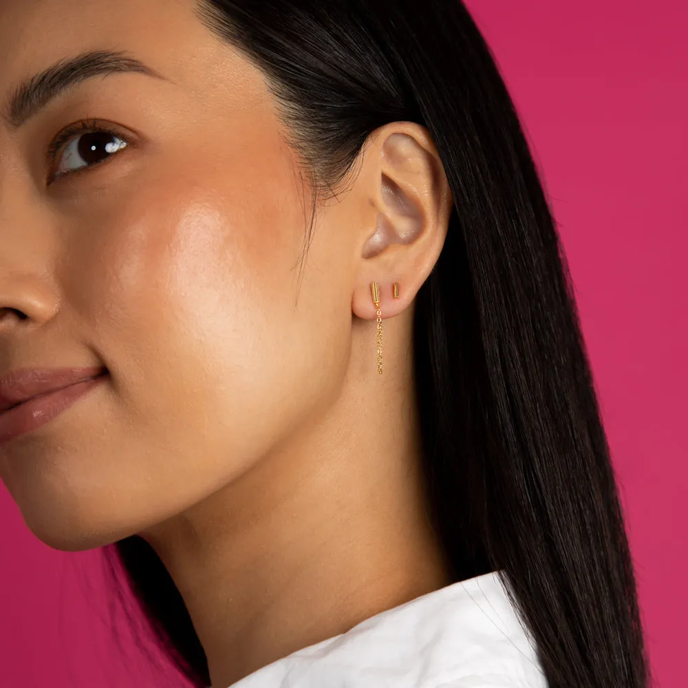 Tiny Solid Bar Stud Earring