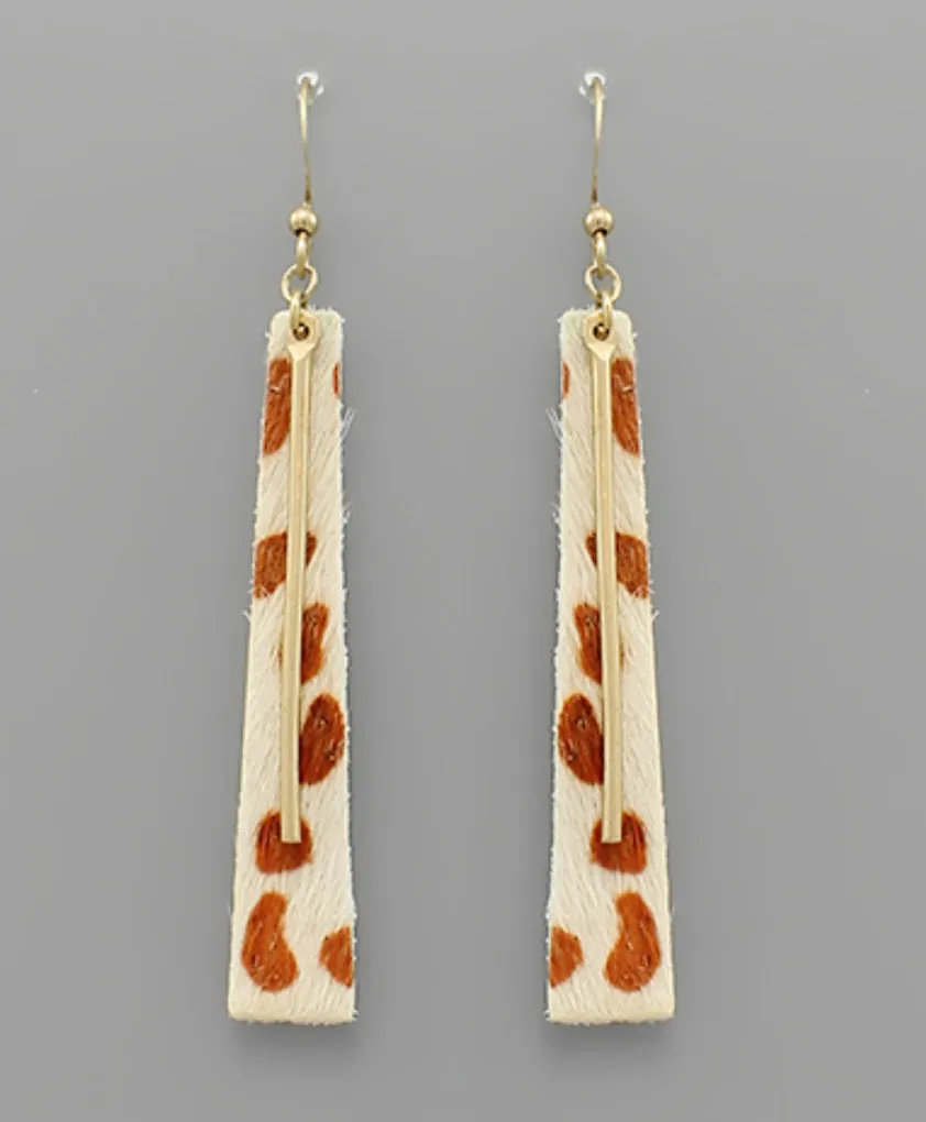 Trapezoid Cowhide & Bar Earrings