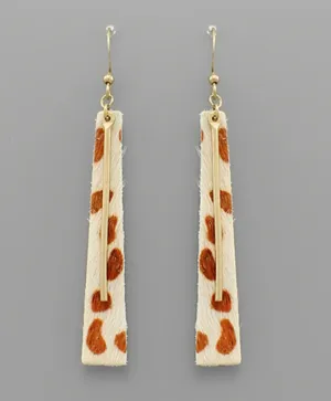 Trapezoid Cowhide & Bar Earrings