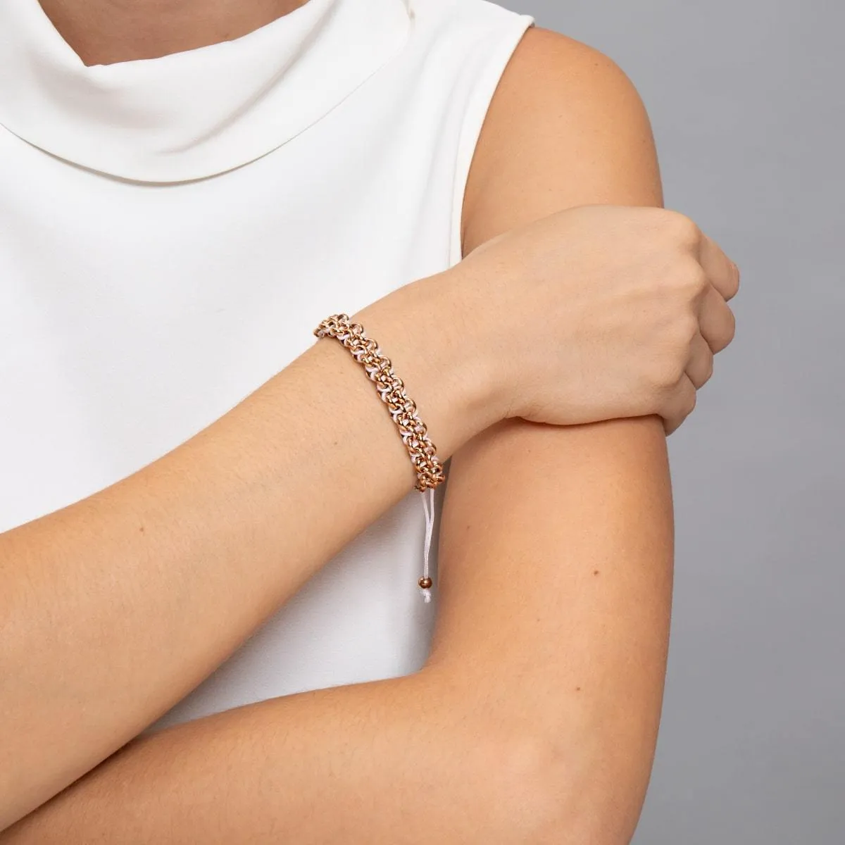 Tree Sloth Links | Mini Kismet Bracelet | White x Rose Gold