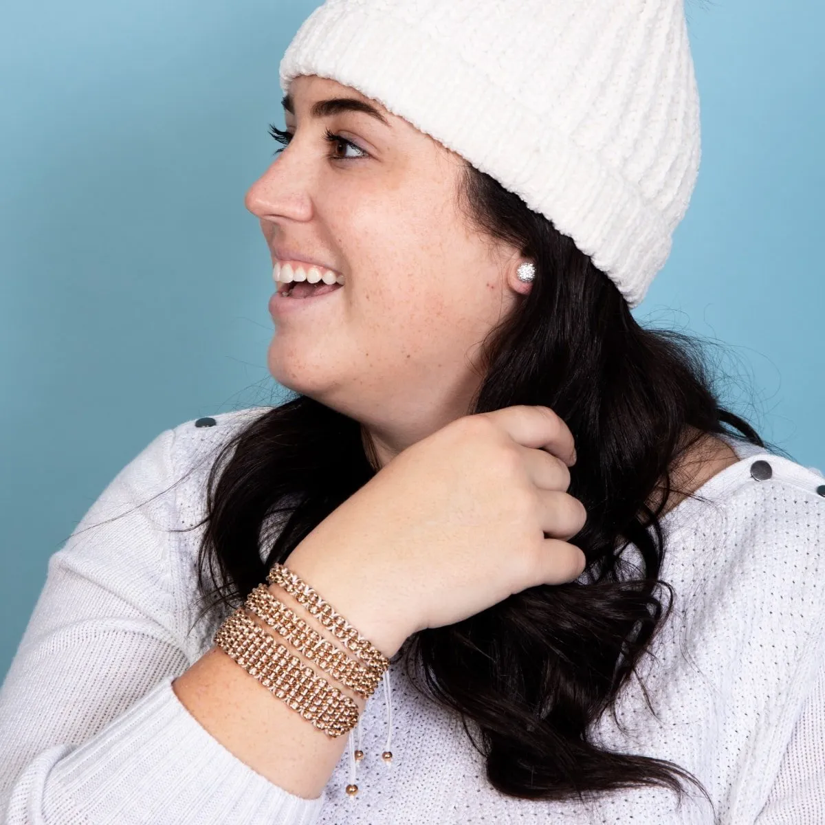 Tree Sloth Links | Mini Kismet Bracelet | White x Rose Gold