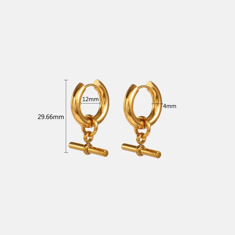 Trendy T-Bar Chain Dangle Hoop Earrings