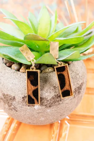 Tundra Brown Leopard Bar Earrings