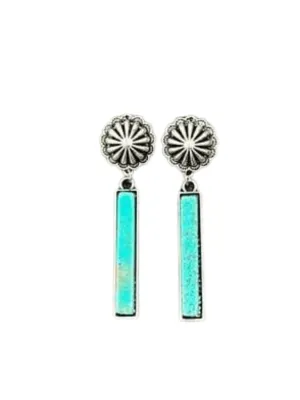 Turquoise Bar Concho Post Earrings