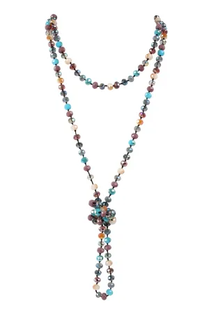 Turquoise Purple Longline Hand Knotted Necklace - Pack of 6