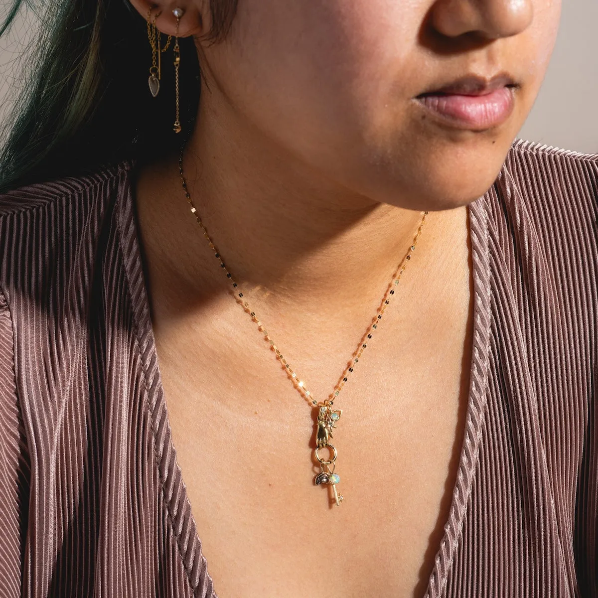 Twin Snakes Charm Holder Necklace