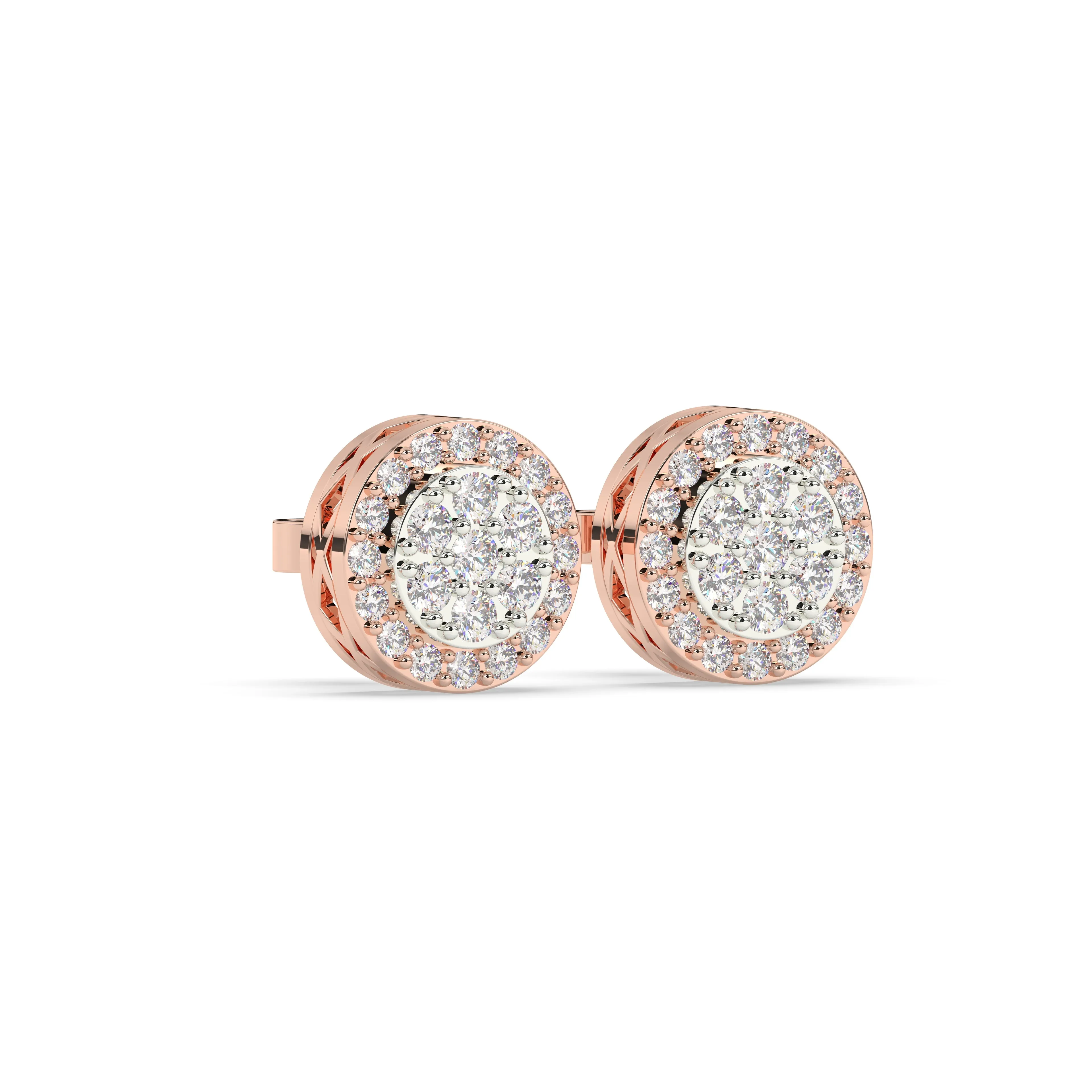 Two Layer Round Diamond Earrings