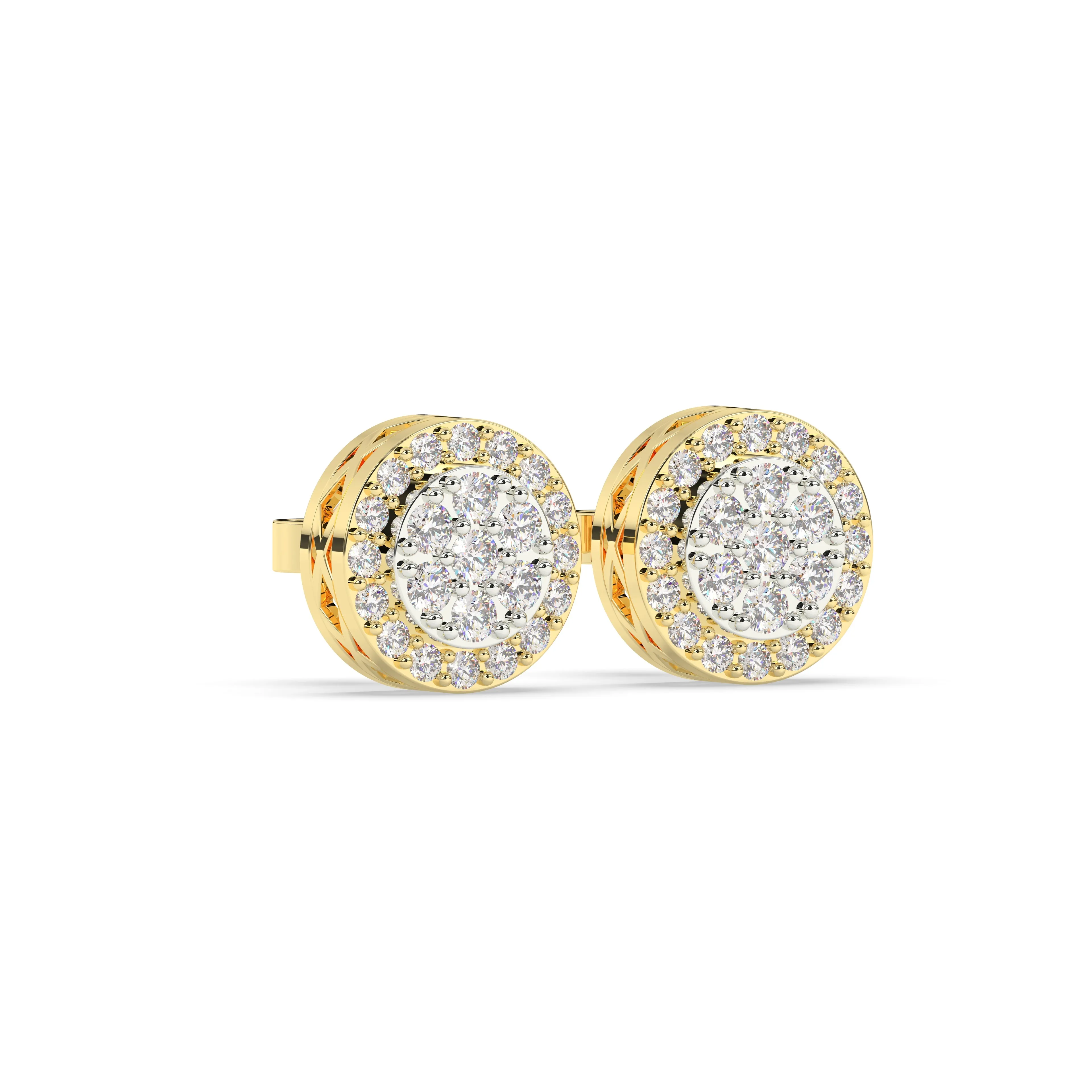 Two Layer Round Diamond Earrings