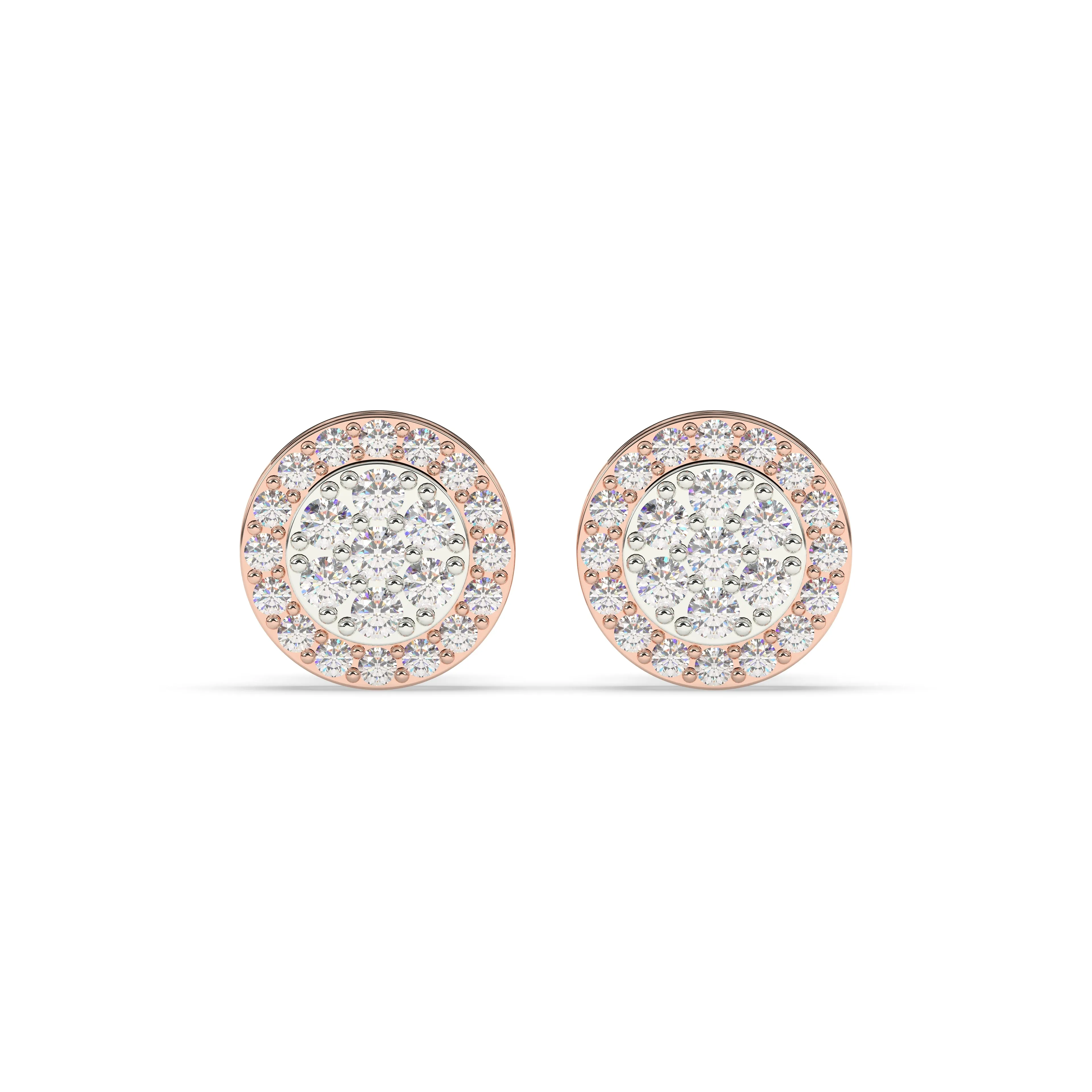 Two Layer Round Diamond Earrings