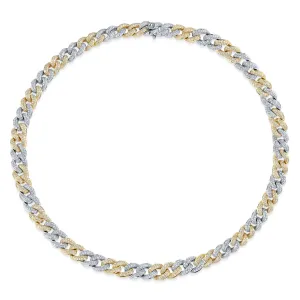 Two-Tone Gold & Small Diamond Link Necklace