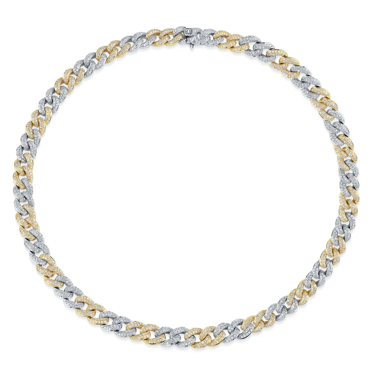 Two-Tone Gold & Small Diamond Link Necklace