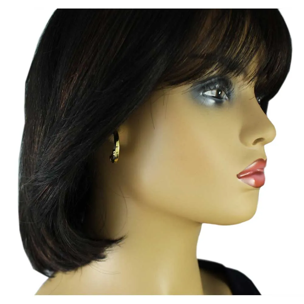 Two Tone Gold with Silver Rope Semi Hoop Pierced Earring - FN902E
