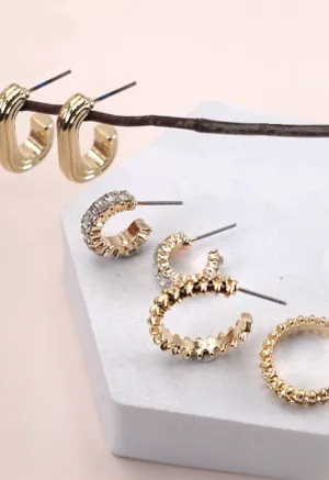 U Rhinestone Hoop Trio