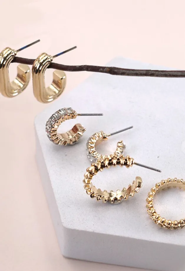 U Rhinestone Hoop Trio