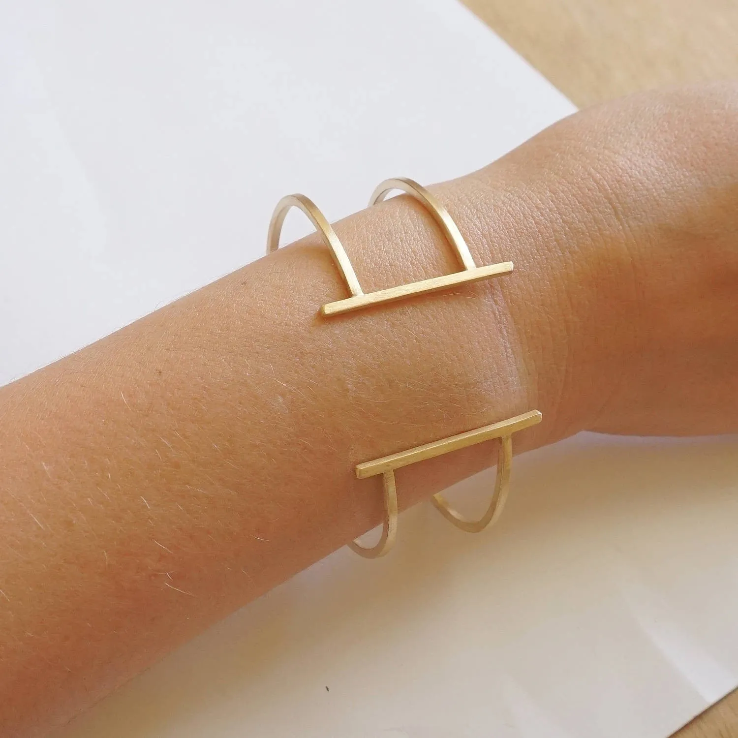 Unique and Beautiful Double T Square Hand-Made Cuff Bracelet - 0177