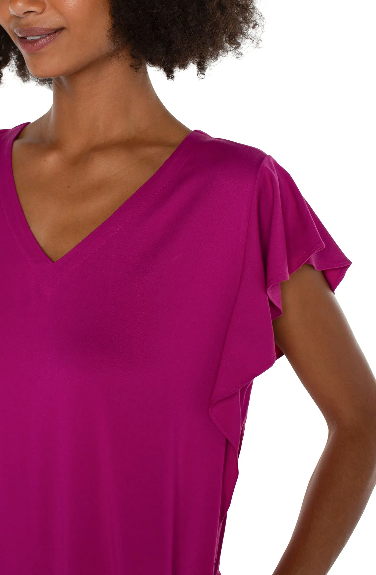 Vibrant Elegance Flutter Sleeve Dress