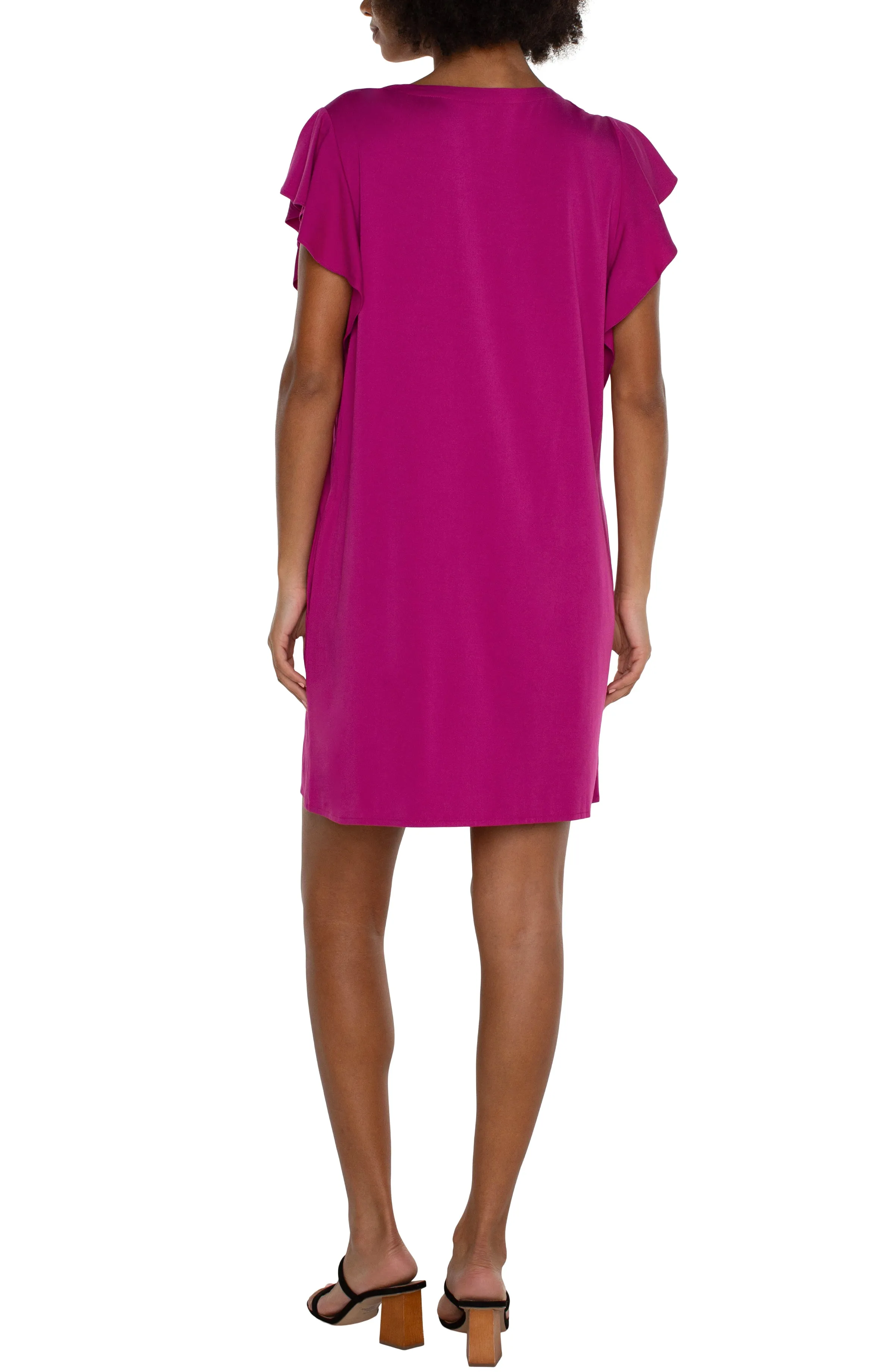 Vibrant Elegance Flutter Sleeve Dress