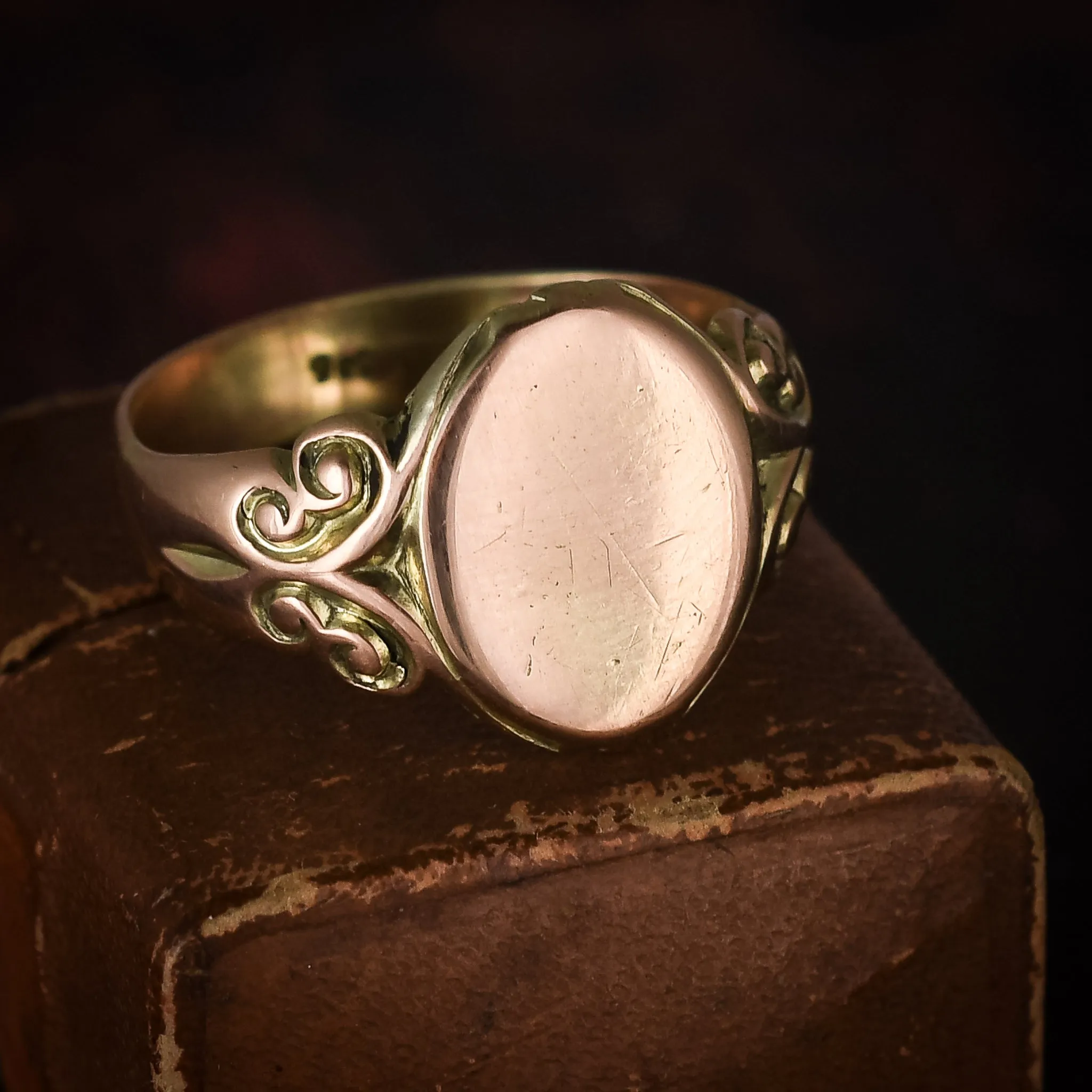 Victorian Oval Scrolled Signet Ring